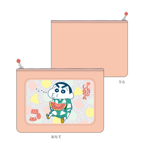 クレヨンしんちゃん グッズ ポストカード 缶バッジ キーホルダー ポーチ クレヨンしんちゃん 窓付ポーチ 風に吹かれて夕涼み | クレヨン